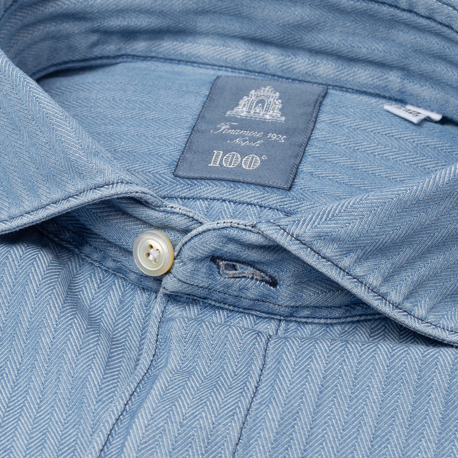Sports Shirt "Vintage Herringbone Denim" made from pure Cotton - Collo Simone